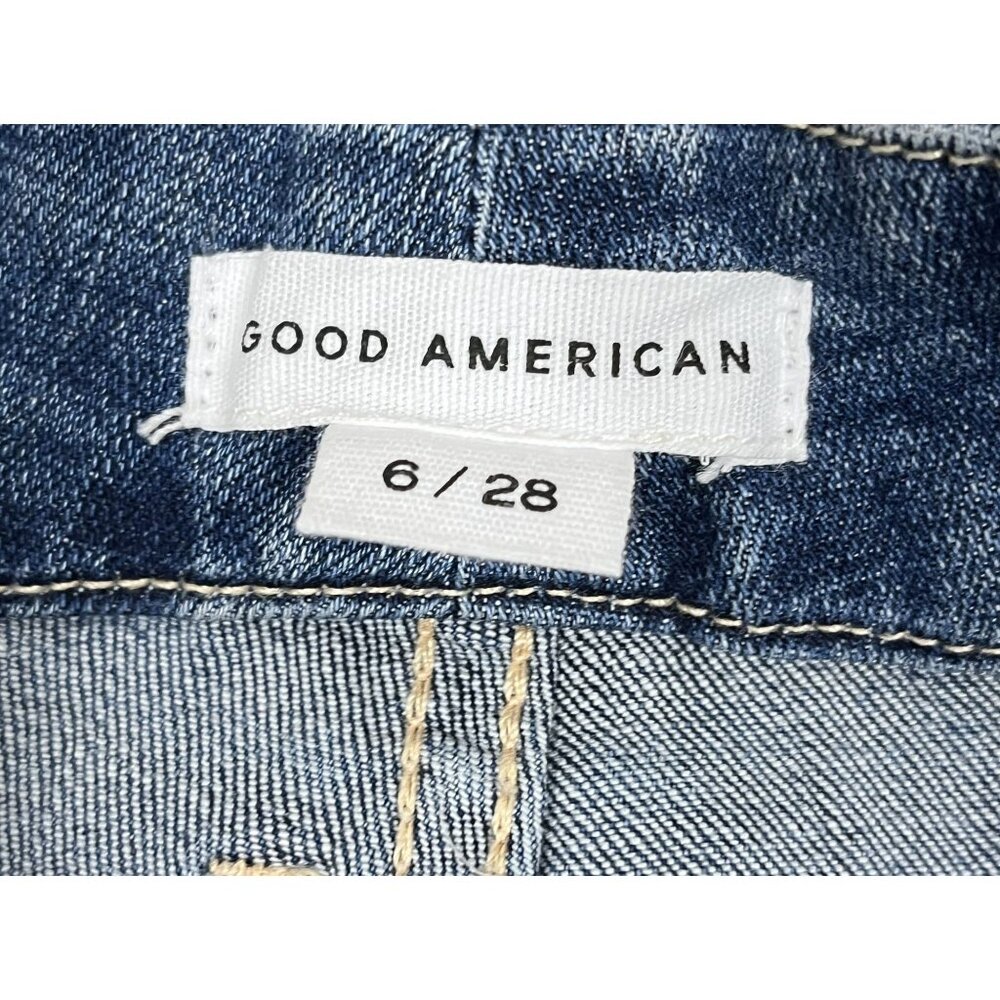 Good American Jeans Womens 6/28 Good Waist Crop Skinny Distressed Grunge - Picture 3 of 8
